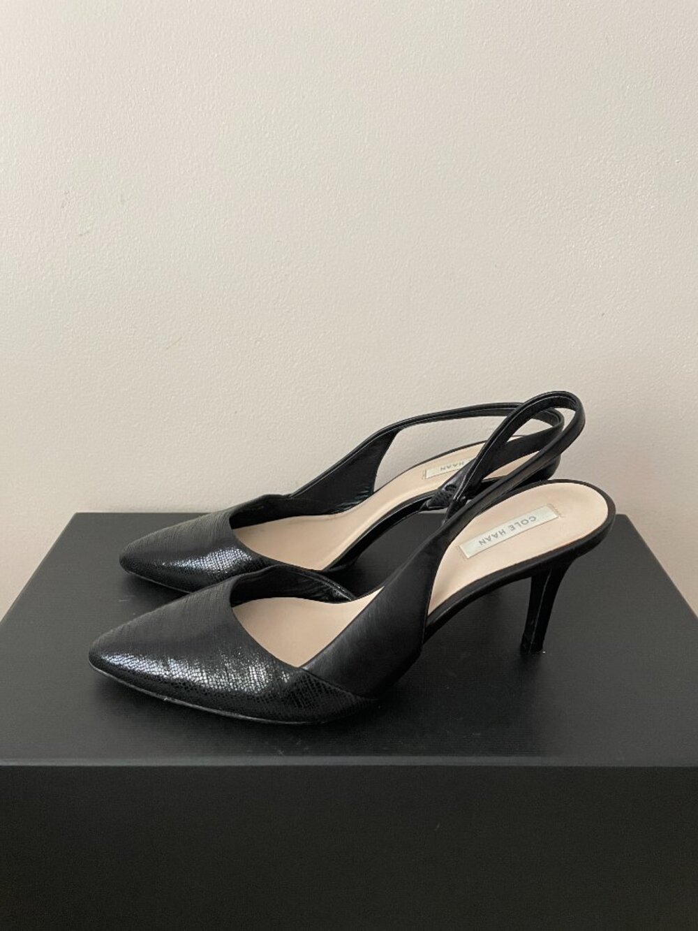 COLE HAAN Leather Sling Back High Heels